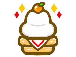 かわいい鏡餅の落書き風イラスト素材