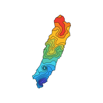 Analyzing complex topographic elevation patterns using contour lines and color gradients for comprehensive landform visualization.
