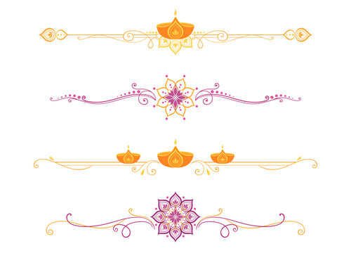 A set of Diwali festival of lights divider lines
