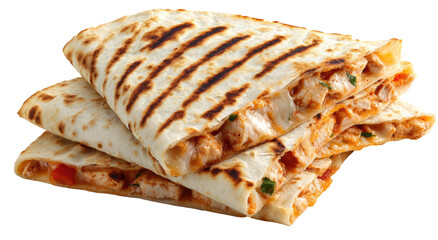 Stacked quesadillas with grilled, cheesy, chicken filling