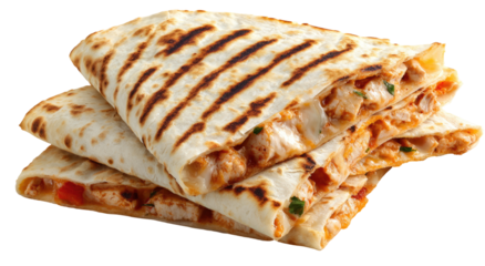 Stacked quesadillas with grilled, cheesy, chicken filling