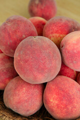 Fresh Red Peaches in Rustic Basket - Organic Stone Fruit Display