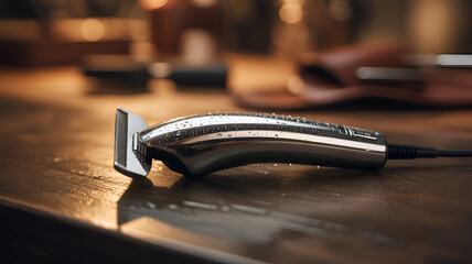 Wet Hair Clipper on Wooden Surface
