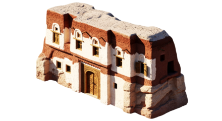 majestic arabian desert kasbah a 3d model of ancient history, isolated on transparent background