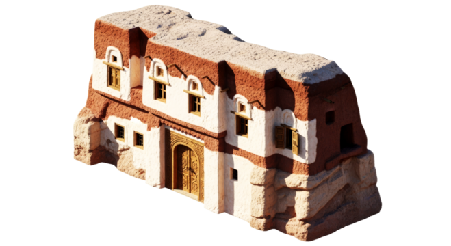 majestic arabian desert kasbah a 3d model of ancient history, isolated on transparent background