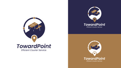 Courier Service Logo with Package and Location Pin