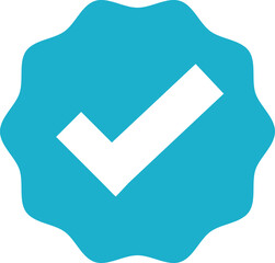 Blue Verified Badge with Check Mark – Approval and Certification Icon Vector. Resize and Editable, ESS 10.