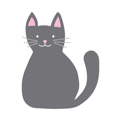 Set with cute cats isolated on white background. Vector illustration