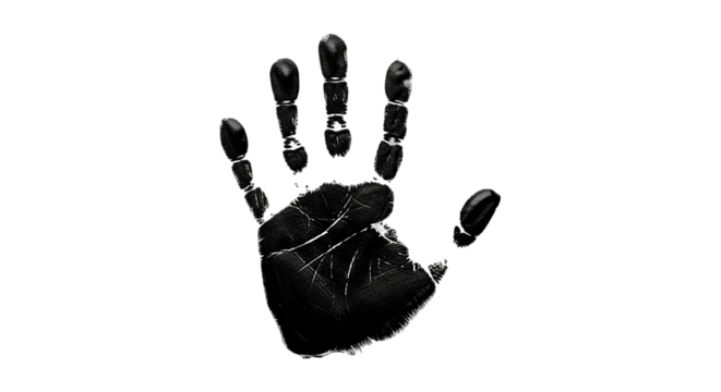 An ethereal handprint emerges from the darkness a stark reminder of connection and humanity against a stark black