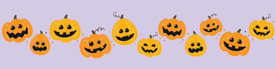 Halloween pumpkins. Cute lantern. Vector illustration