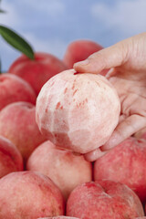 Fresh Ripe Peach in Hands - Organic Fruit Harvest Concept