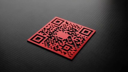 Red QR code on black background, futuristic digital technology concept, seamless loop - Powered by Adobe