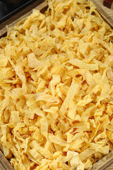 Dried Soybean Skin Sheets Golden Strips Traditional Vegetarian Protein Product Asian Cuisine Ingredient