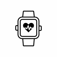 Vector icon of a wearable health monitor watch that displays heart rate.