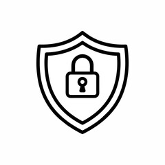 Monochrome black vector icon of Shield with lock inside