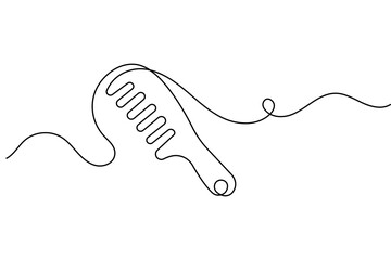 Obraz premium Continuous one line drawing of hair comb minimalist outline isolated vector illustration on back and white background 