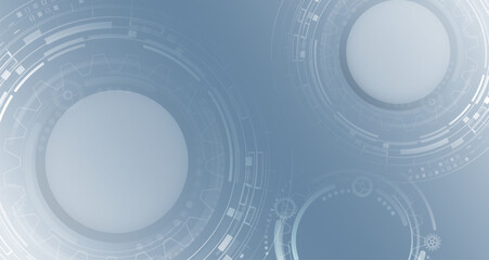 Obraz premium Futuristic abstract background with round digital interface elements on soft blue gradient symbolizing technology, innovation and modern communication, information security.