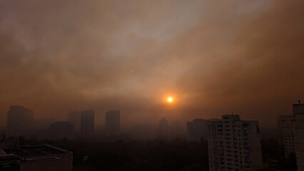 Kyiv Sunrise Covered in Smoke After Drone Attack and Fires