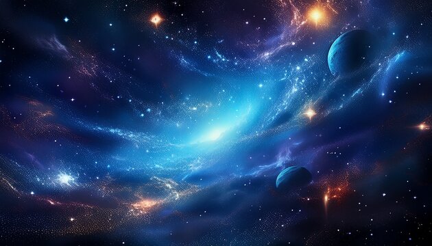 stars and nebulae in a captivating blue galaxy dance in the cosmos