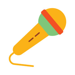 Colorful Microphone Icon for Music and Performance. Flat illustration for singing, karaoke, podcasting, and audio recording.
