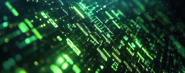 Green Digital Circuit Board Abstract Technology Background and Data Processing