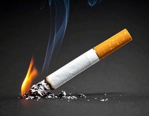 burning cigarette on black background