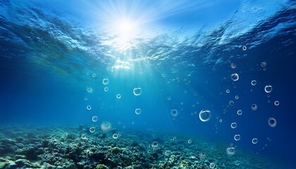 sea background with bubbles and sunlight the seabed without abodes