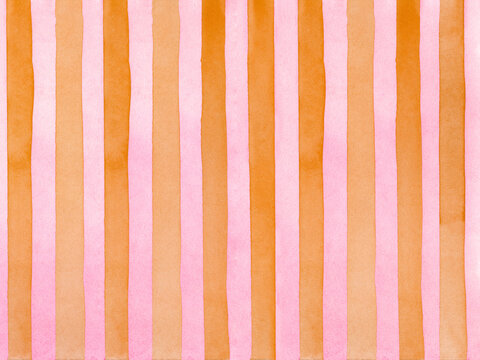 Rayures verticales &agrave; l'aquarelle orange et rose
