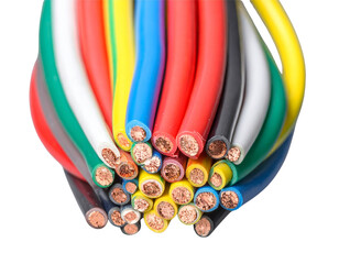 Colorful Wire Bundle, Front View, Isolated on Transparent Background
