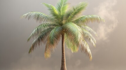 Single palm tree against a moody sky.