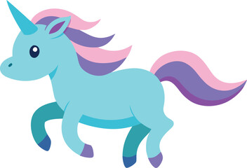 Happy cartoon unicorn running illustration vector scalable eps graphic art