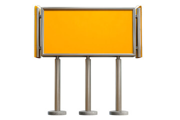 Fototapeta premium Eye-Catching Yellow Billboard with Sleek Metal Frame and Sturdy Support Stands Offering a Great Space for Advertisement Isolated on transparent background, cutout