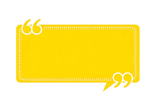 Bright yellow rectangular speech bubble with quotation marks for text and messaging