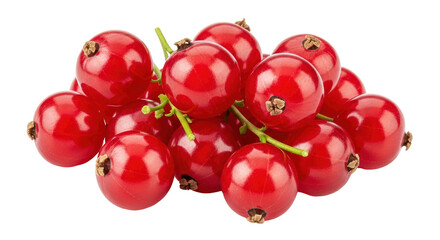 Isolated redcurrants, fresh and raw, with a shiny gloss in a pile, ready to eat, raw food