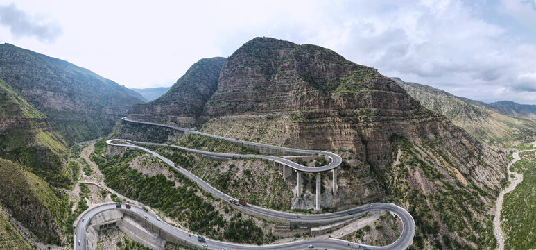 Stunning 4K drone image of the steel bridge leading to Fort Munro in Dera Ghazi Khan, Punjab, Pakistan.
