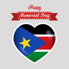 Happy Memorial Day South Sudan Flag Heart Banner