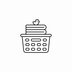 laundry basket folded clothes icon sign vector