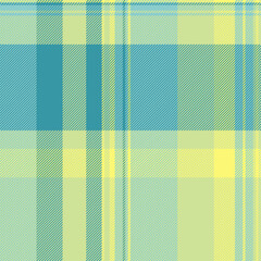 Tablecloth seamless check vector, fall textile pattern plaid. Stitch tartan texture background fabric in lime and teal colors.