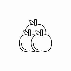 three fresh apples icon sign vector