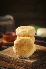 Traditional Chinese Mooncakes with Golden Puff Pastry for Mid-Autumn Festival Celebration