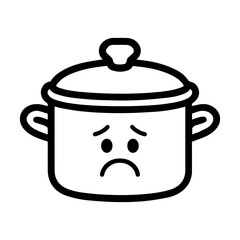 character emotion saucepan sadness vector on white background Vector icon character with emotion