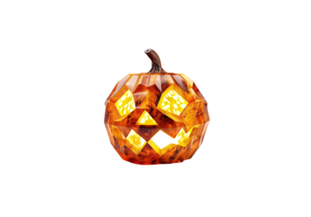 Halloween pumpkin with graphene-inspired geometric carving, eeri