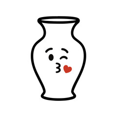 character emotion vase kiss vector on white background Vector icon character with emotion