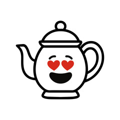 character emotion teapot love vector on white background Vector icon character with emotion