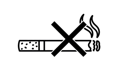 Isolated Sign for no smoking, symbol meaning, prohibited activities, health risk, area ban