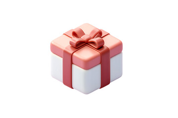 Obraz premium A Delightful Pink and White Gift Box with a Rosy Ribbon, Perfectly Presented for a Special Occasion Isolated on transparent background, cutout