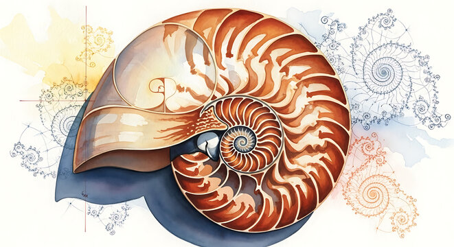 Nautilus Shell Cross Section Golden Ratio Spiral Geometry Nature