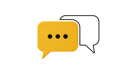 Isolated chat communication illustration with yellow speech bubbles, conversation icons design