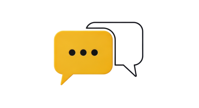 Isolated chat communication illustration with yellow speech bubbles, conversation icons design - Powered by Adobe