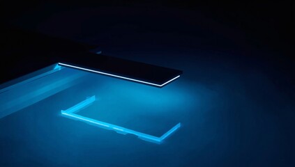 Glowing Diving Board Edge Over Water Ripples
